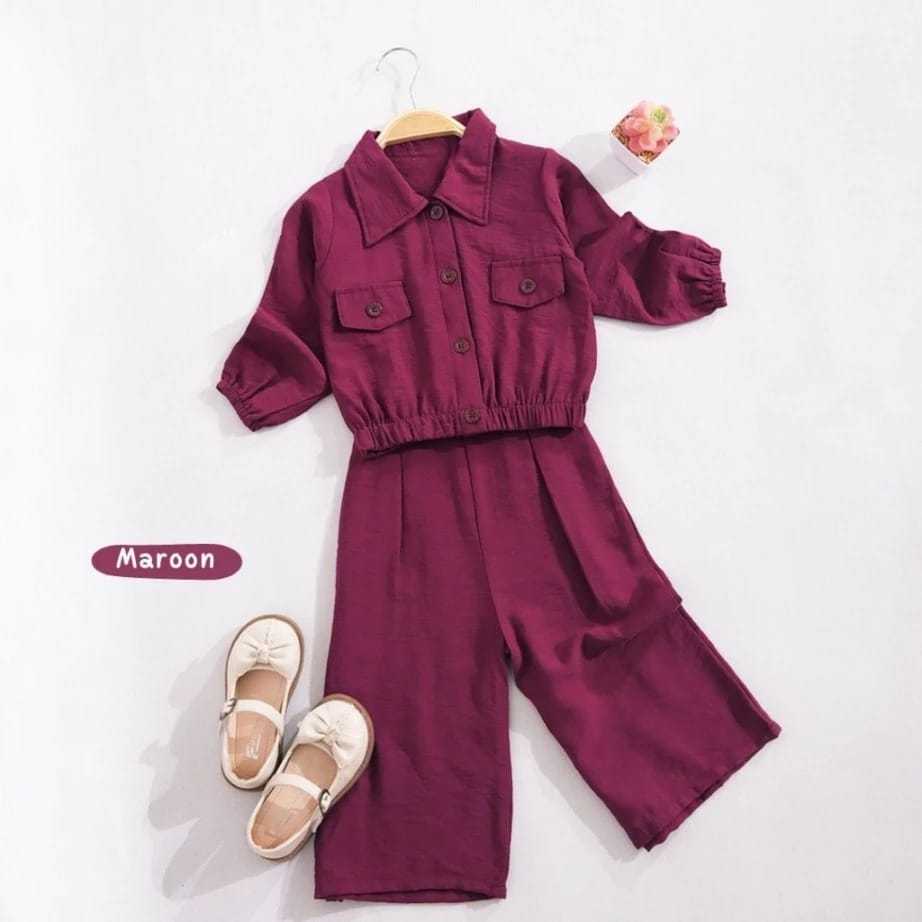 Setelan anak ariska set kids crinkle airflow / Baju setelan anak perempuan 3-12 tahun crinkle airflo