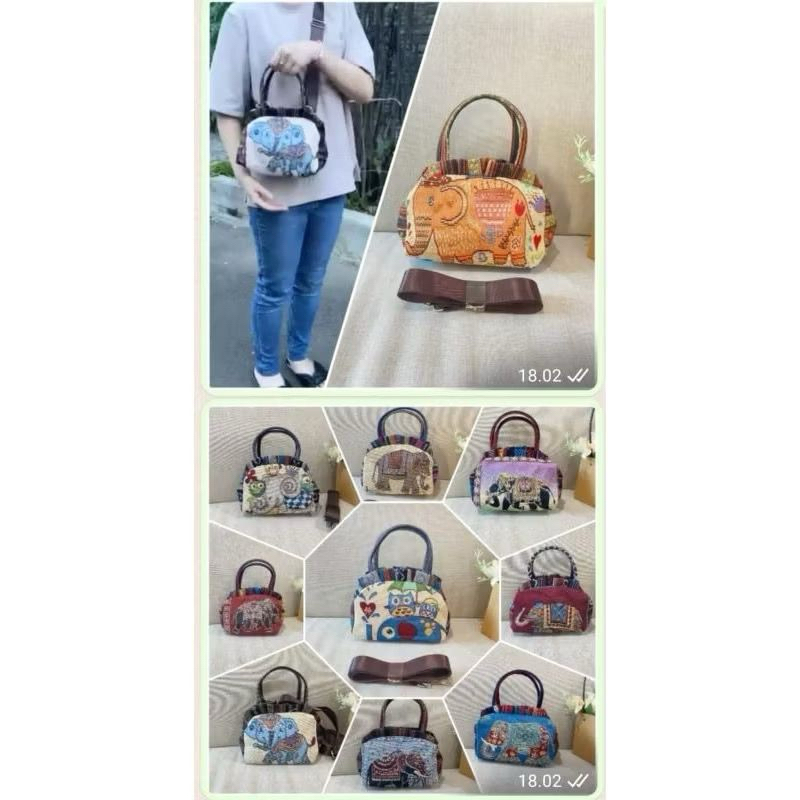 TAS SELEMPANG DAN JINJING KANVAS IMPORT THAILAND - TAS BANGKOK - oleh oleh thailand////
