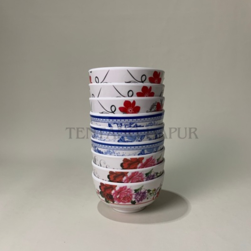 1 Lusin / (12 pcs) Mangkuk Melamine Motif, Ukuran (4,5 inch), Mangkok Makan Serbaguna, Mangkok Melam