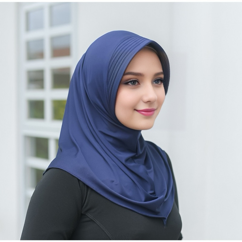 Kerudung Khimar Instan Hijab Sporty pet bahan Jersey Olahraga Volly Basket Futsal