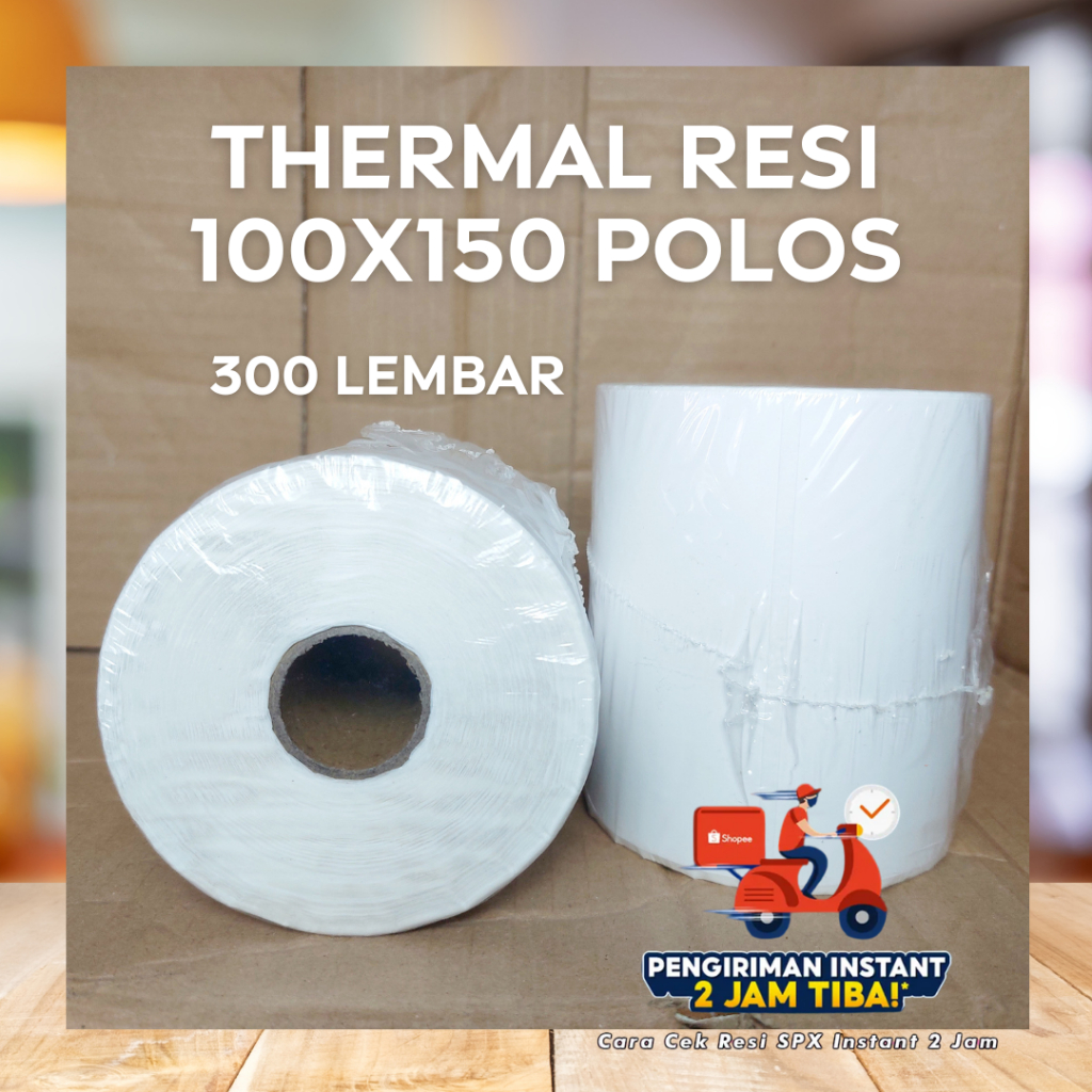 

Thermal resi 100x150 Polos (300lembar) Bisa Instant area Tulungagung | Kertas resi paket, print resi paket online shop
