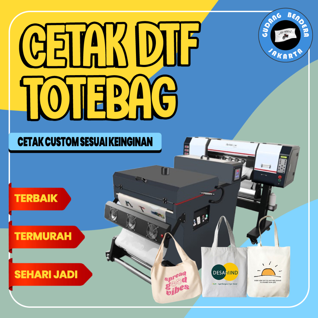 

HARGA SPESIAL! CETAK DTF UNTUK TOTEBAG SATUAN METERAN PRINT DIGITAL TRANSFER FILM SABLON DIGITAL MURAH