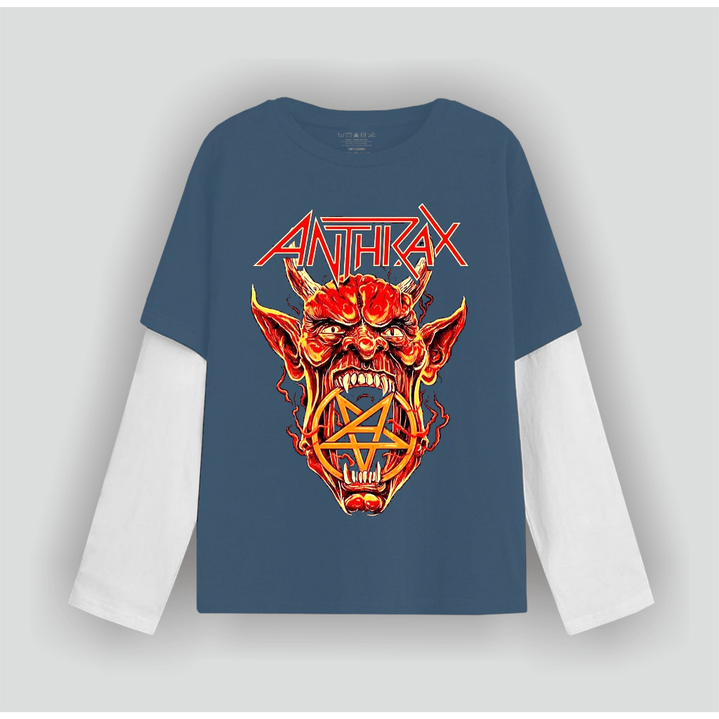 ANTHRAX MUSIC METAL KAOS DOUBLE LAYERS LONG SLEEVE LENGAN SAMBUNG PANJANG PRIA WANITA