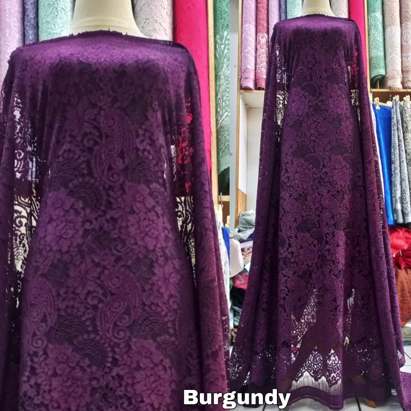Kain Brokat Semi Francis Cordneli Bahan Kebaya Modern Brokat Benang Timbul Brokat Halus