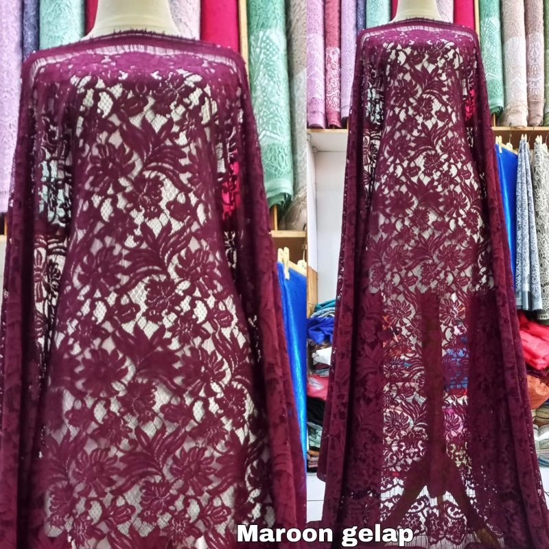 Kain Brokat Semi Francis Cordneli Bahan Kebaya Modern Brokat Benang Timbul Brokat Halus