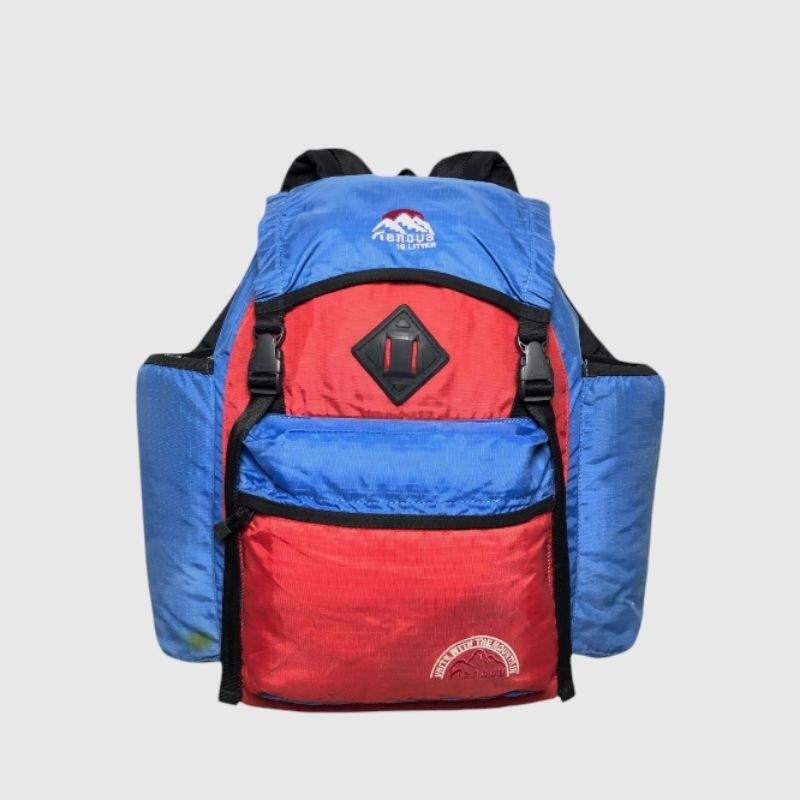 Genova Vintage Outdoor Rucksack Backpack 19L Red Blue