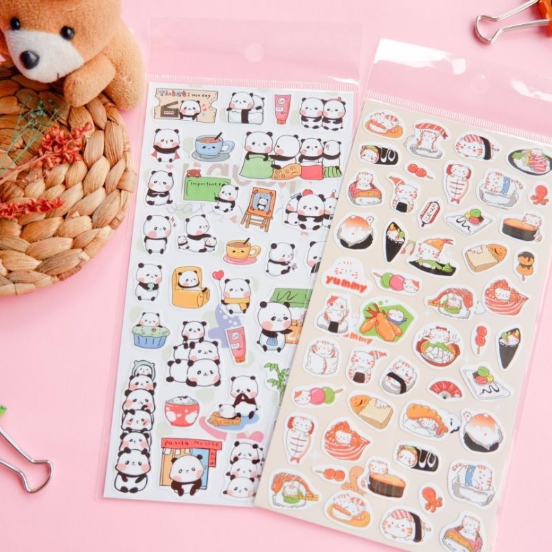 

[CRAFTIPLE] Sticker Sheet Panda and Cat Sushi Kiss Cut
