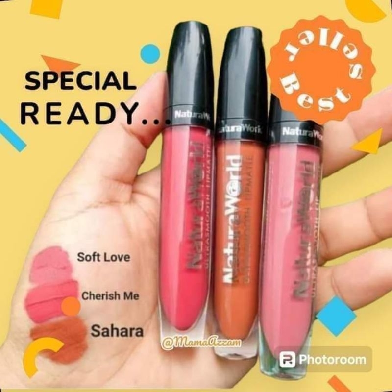 (READY)LIPCREAM NATURA WORLD WATERPROOF TAHAN LAMA BPOM TAHAN 16 JAM