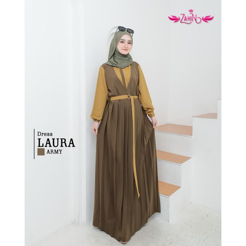 ZAHIN - LAURA DRESS / GAMIS LAURA / GAMIS TWO TONE / GAMIS KOMBINASI / GAMIS POLOS / GAMIS FREE BELT