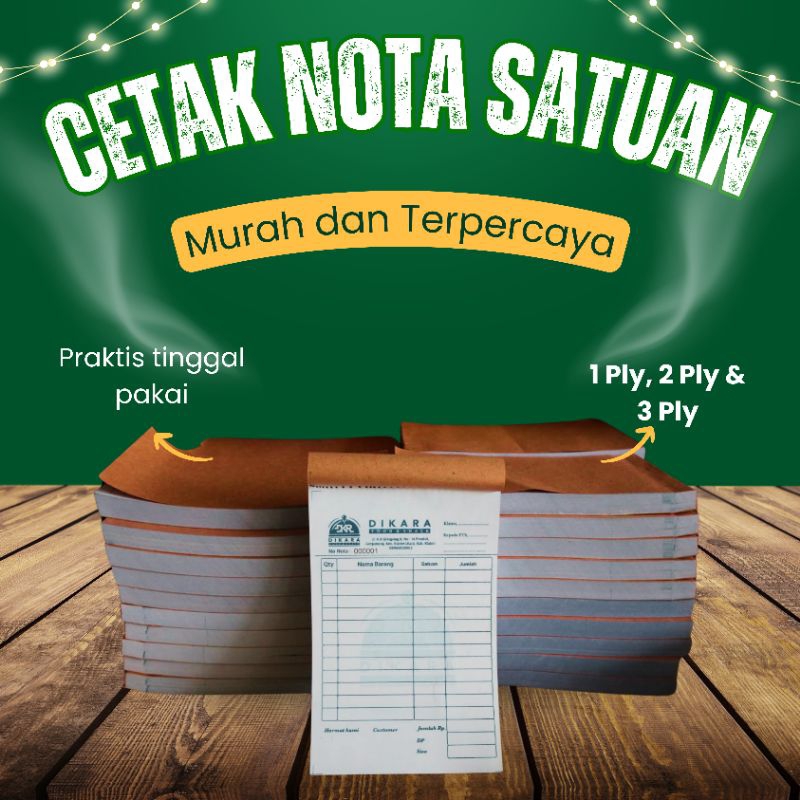 

Cetak Nota Satuan Murah dan Terpercaya 1 bukupun bisa! Isi 100 lembar