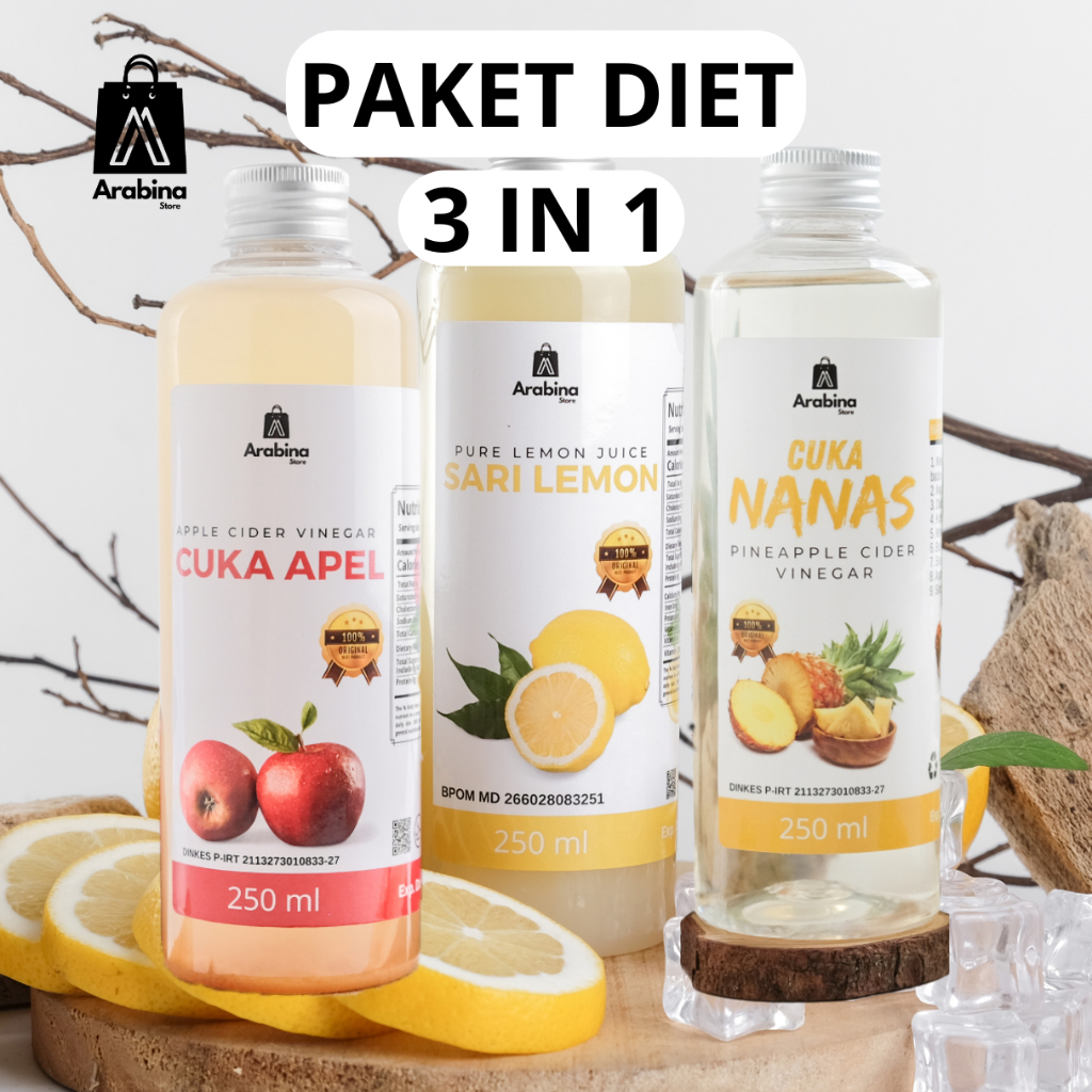 

Arabina Paket Diet 3in1 Cupelmonas Sari Lemon Cuka Apel Nanas Original