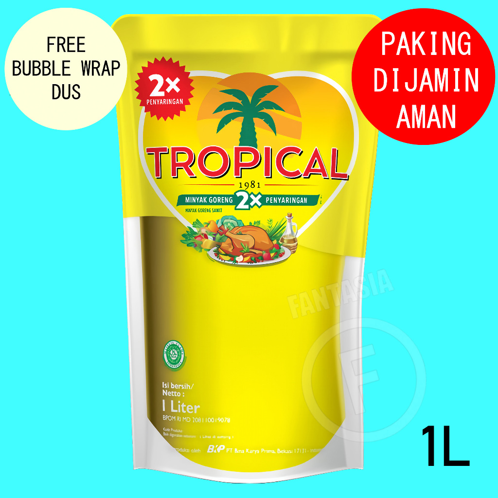 

Tropical Minyak Goreng Premium POUCH ISI ULANG DAN BOTOL 1L FANTASIA