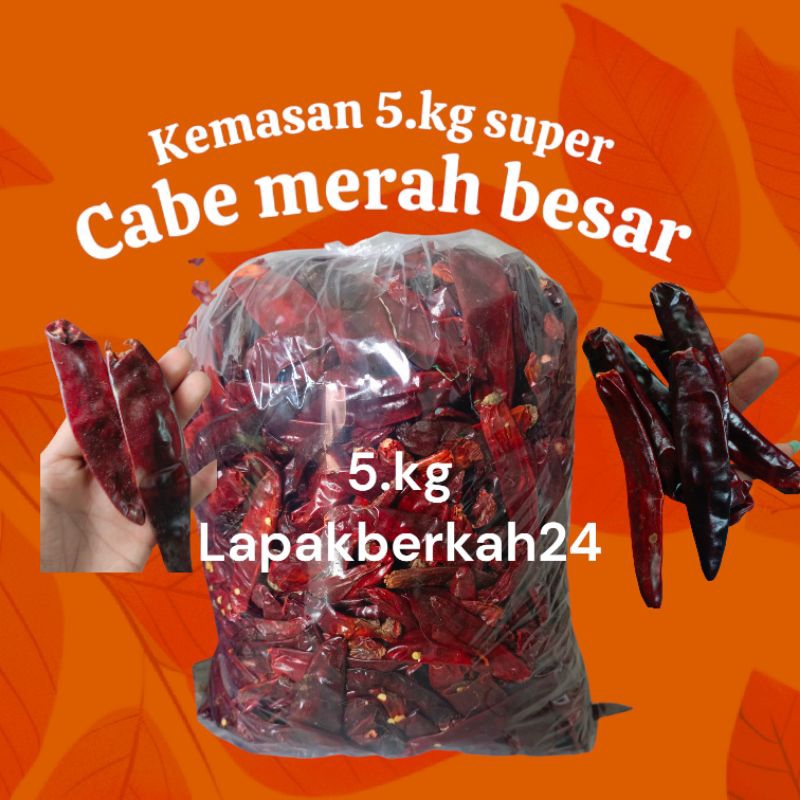 

( CABE SUPER 5.KG ) CABE MERAH BESAR/WONDER HOT. CABE KERING IMFOR INDIA TIDAK PEDAS