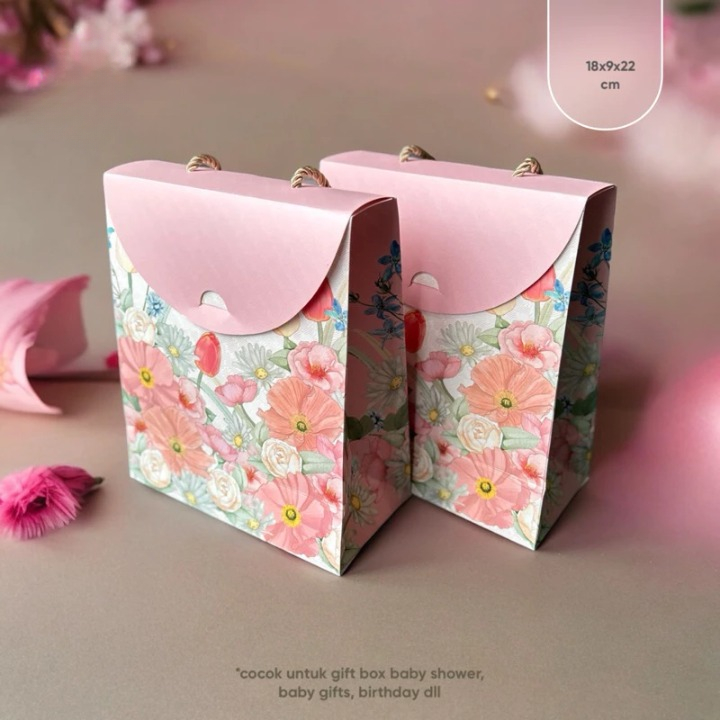 

(5pcs) box baby shower box birthday baby box wedding flower shower baggy box ukuran 18x9x22cm