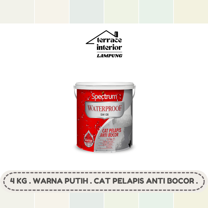 Cat Pelapis Anti Bocor Spectrum Waterproof Warna Putih 4 KG