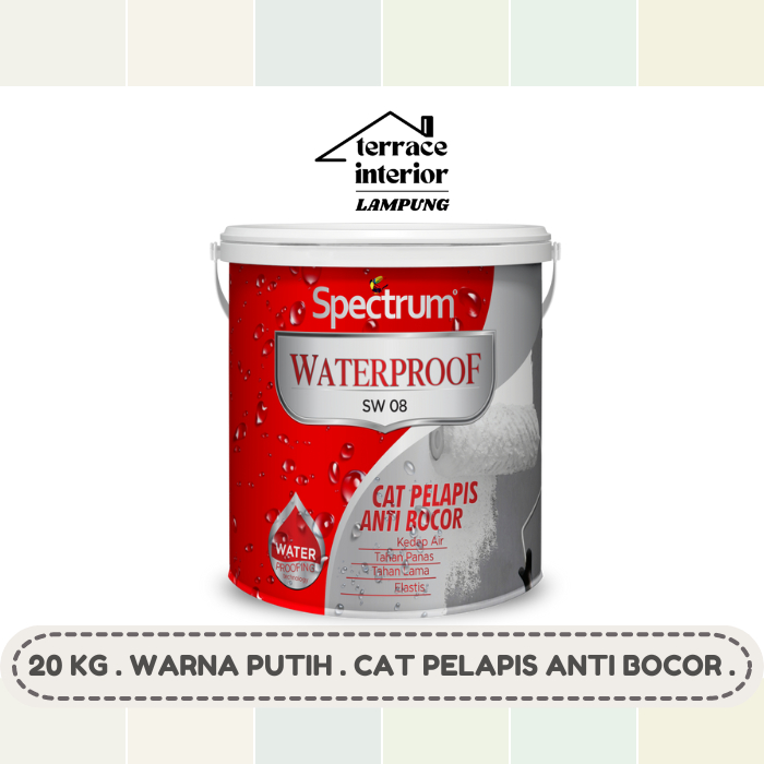 Cat Pelapis Anti Bocor Spectrum Waterproof Warna Putih 20 KG