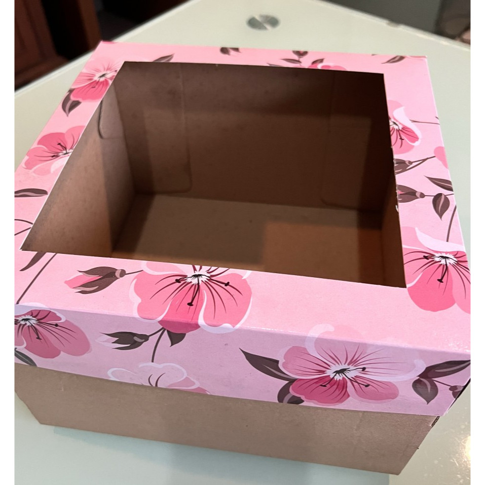 

(10pcs) dus pink flower dus mika box kemasan makanan ukuran 25x25x18cm pembungkus kemasan