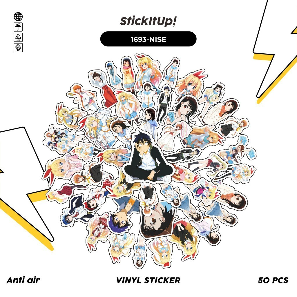 

COD✨ 100 Pcs Stiker Pack NISEKOI CHARACTER MIX 001 Lucu Aesthetic Vynil Waterproof untuk Freebies Sticker Buku Journal Casing HP Laptop