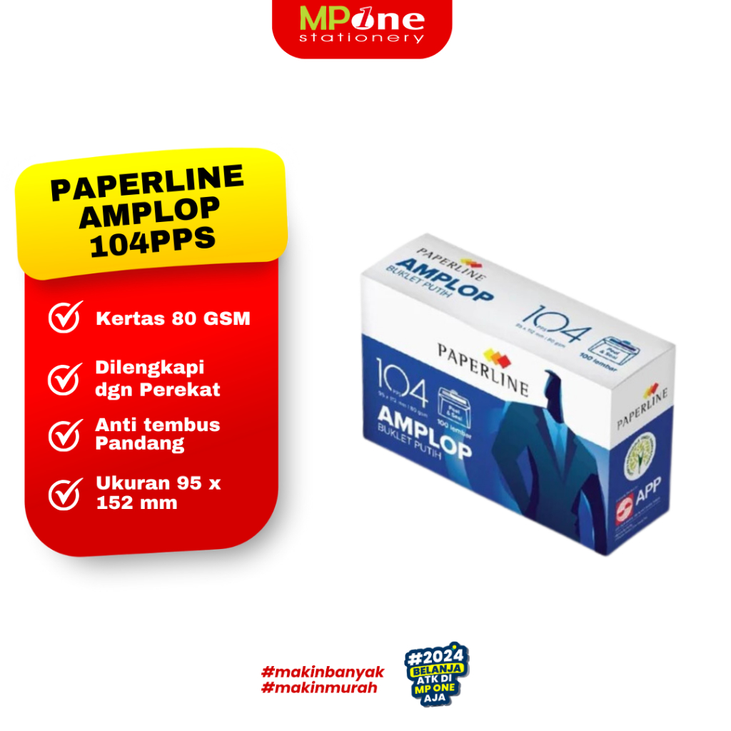 

Amplop Paperline 104 PPS / Amplop Putih Polos / Amplop Surat 80 grm - 100 Pcs