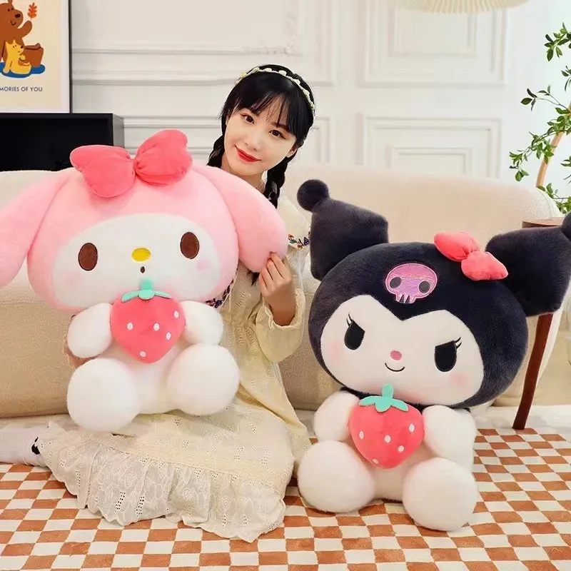 Boneka Kuromi Kawaii Strawberry Plush Toy Karakter Sanrio Bahan Halus Hadiah Ulang Tahun Anak