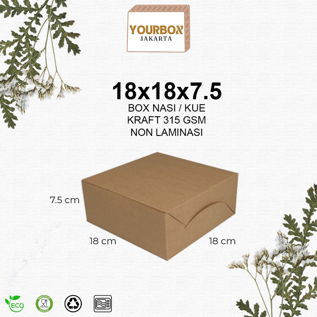 Box Dus Kotak Kue Pizza Nasi Kraft 18x18x7,5 NON LAMINASI