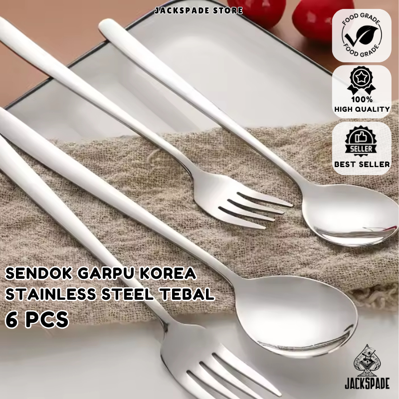 Sendok Garpu Korea Stainless Set Lengkap - Alat Makan Sujeo Tebal Lusinan