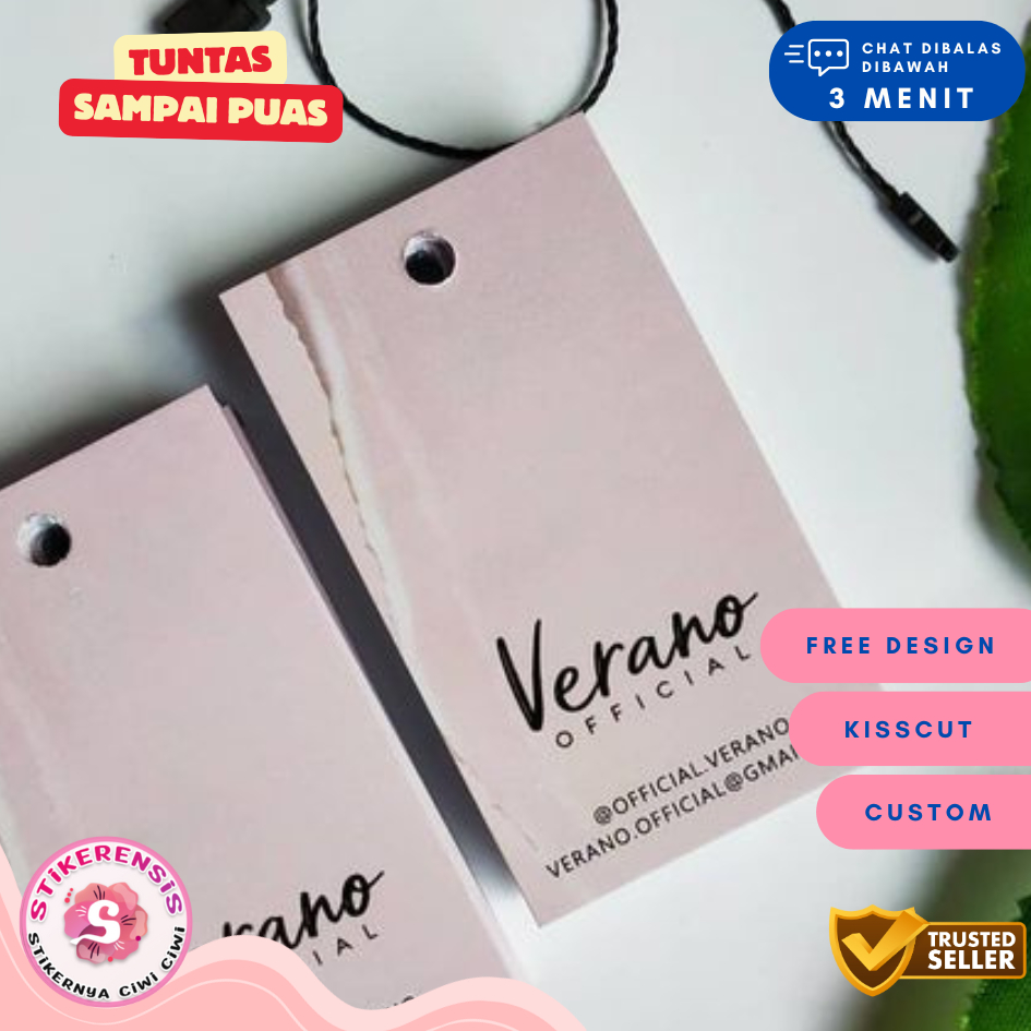 4 1- 7 Hang Tag Custom Label Baju Hangtag Hijab Jilbab Pakaian Thrift