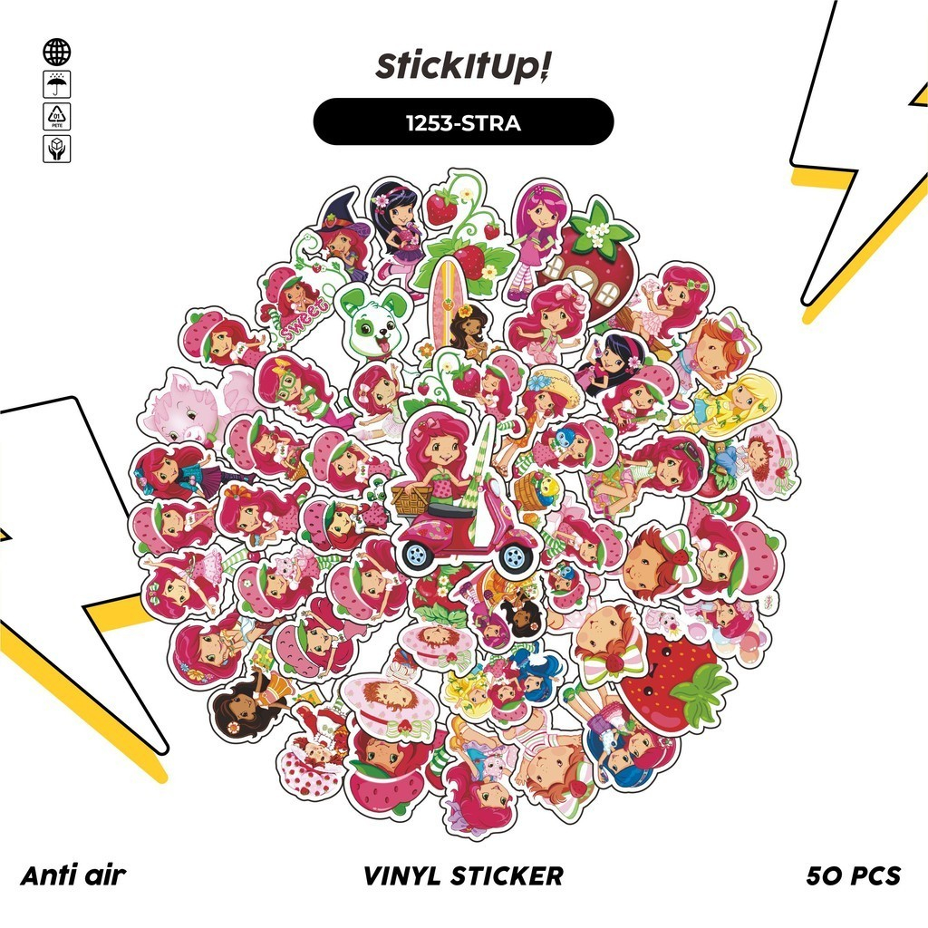 

COD✨ 100 Pcs Stiker Strawberry Shortcake Lucu Aesthetic Vynil Waterproof untuk Freebies Sticker Buku Journal Casing HP Laptop