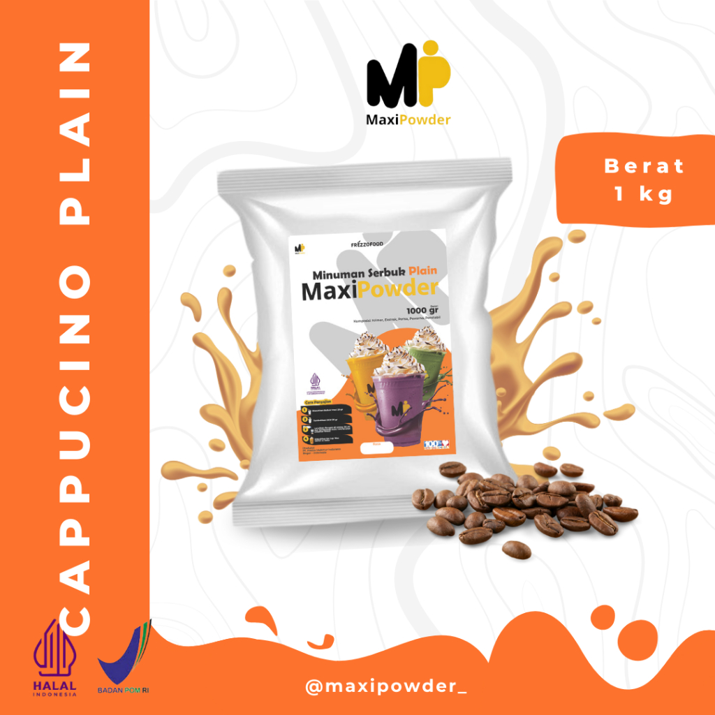 

Bubuk Minuman Rasa PLAIN CAPPUCINO 1kg / Minuman Kekinian Cappucino Termurah / MaxiPowder