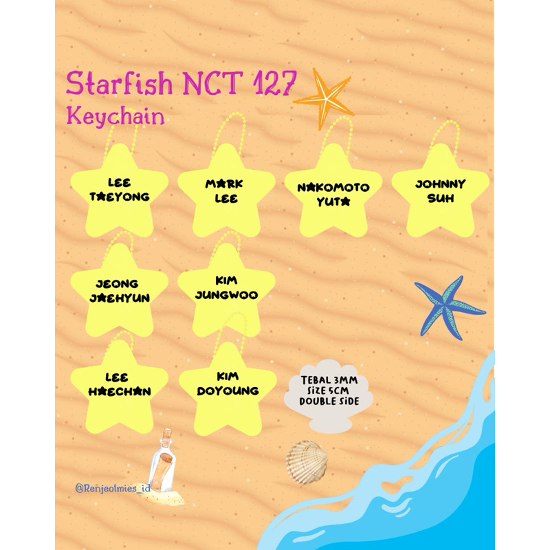 Pre Order Acrylic Keychain & Acrylic Deco Lightstick Starfish NCT 127 by Renjeolmies.id