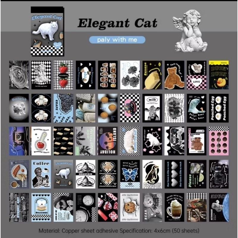 

Sticker Black Elegant Cat Aesthetic 50pcs