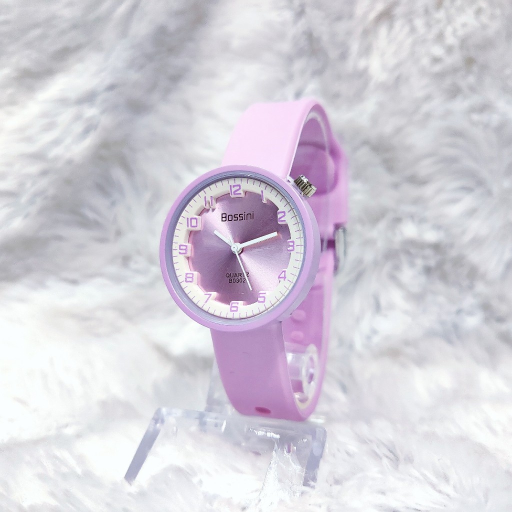 Jam Tangan Wanita Fashion Korea Desain SedeRHana Karet Bossini Murah Obral /Jam tangan Casual Wanita