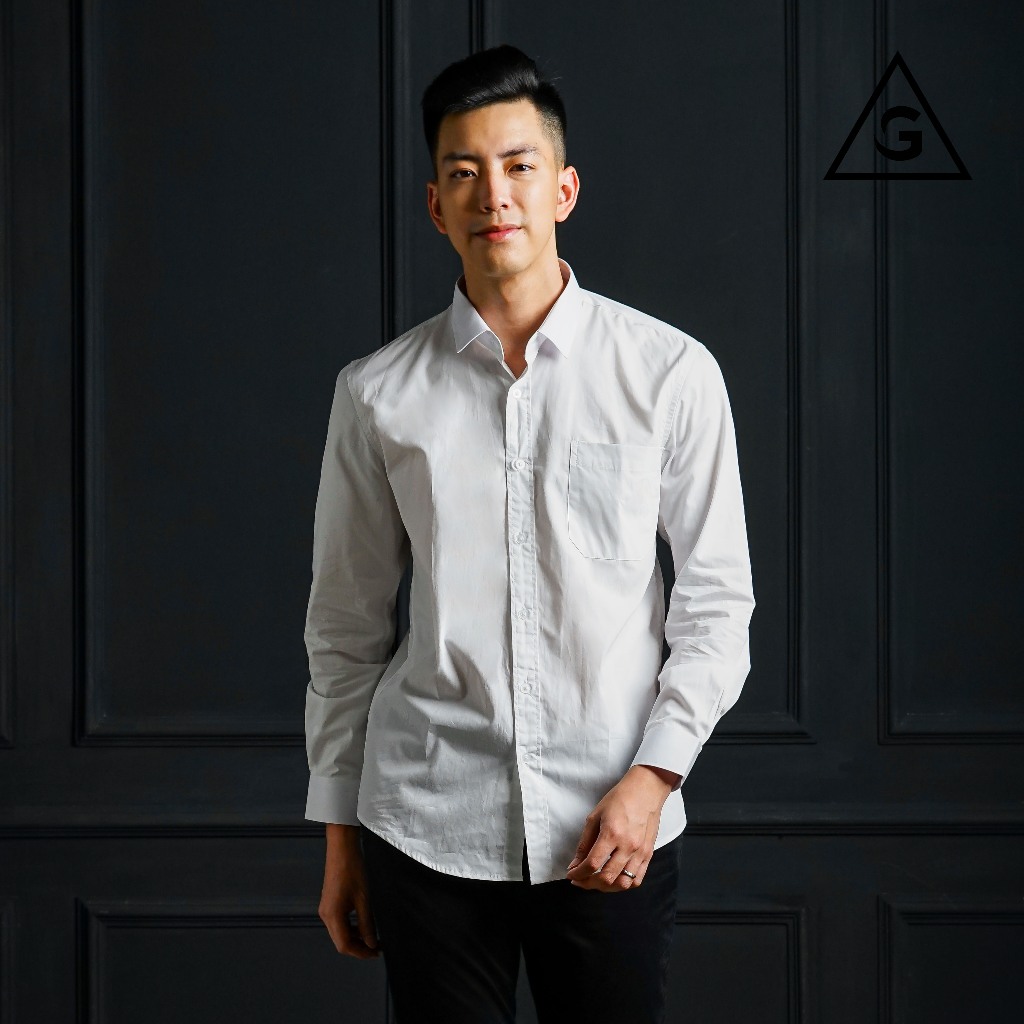 GWARDO Kemeja SLIMFIT Lengan PENDEK Dan PANJANG PUTIH Pria PL01