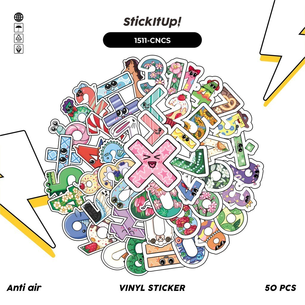 

COD✨ 100 Pcs Stiker Pack Cute Numerik Cartoon Lucu Aesthetic Vynil Waterproof untuk Freebies Sticker Buku Journal Casing HP Laptop