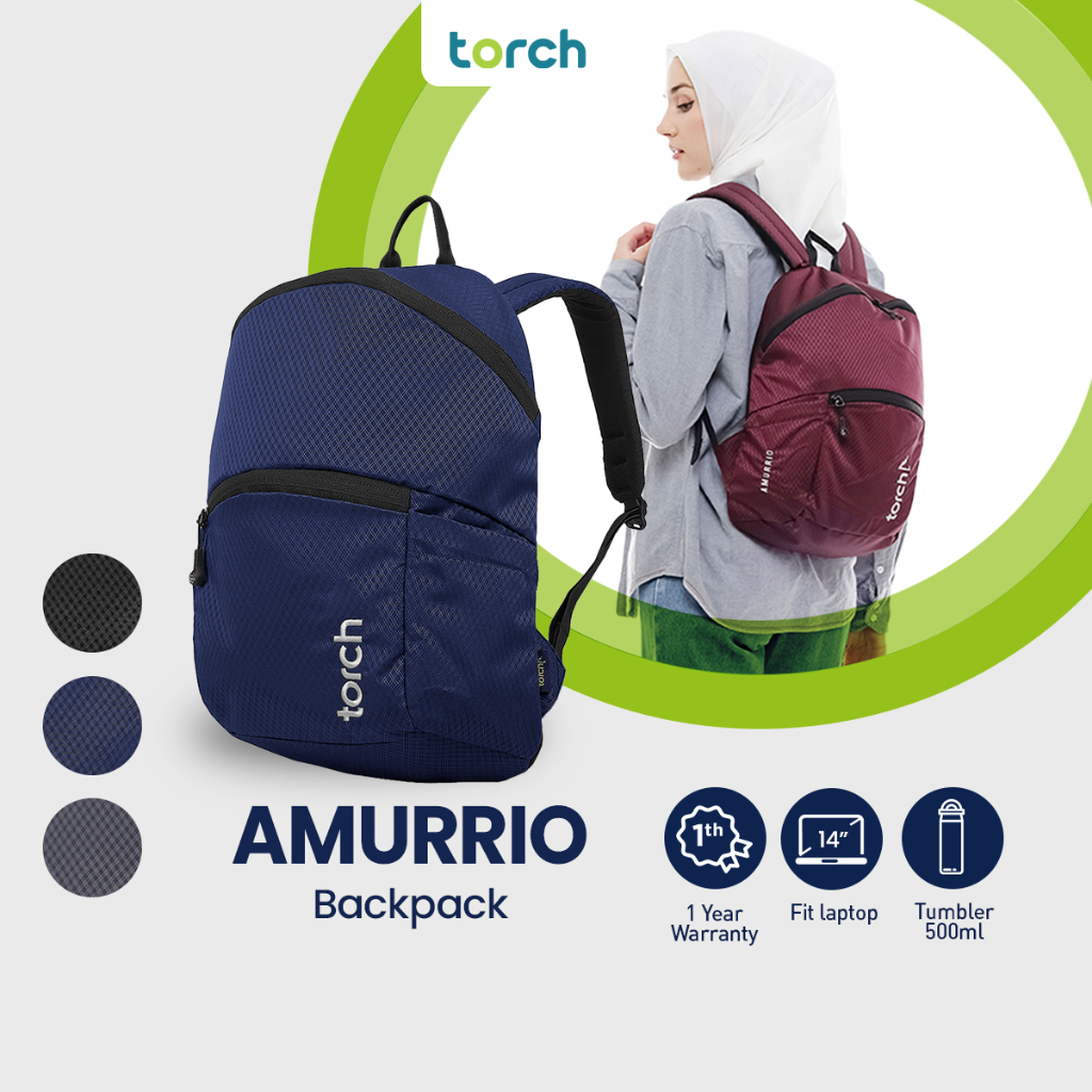 TORCH Amurrio Tas Ransel Punggung Sekolah Kerja Travelling Laptop Pria Wanita Tahan Air 17 Liter - D
