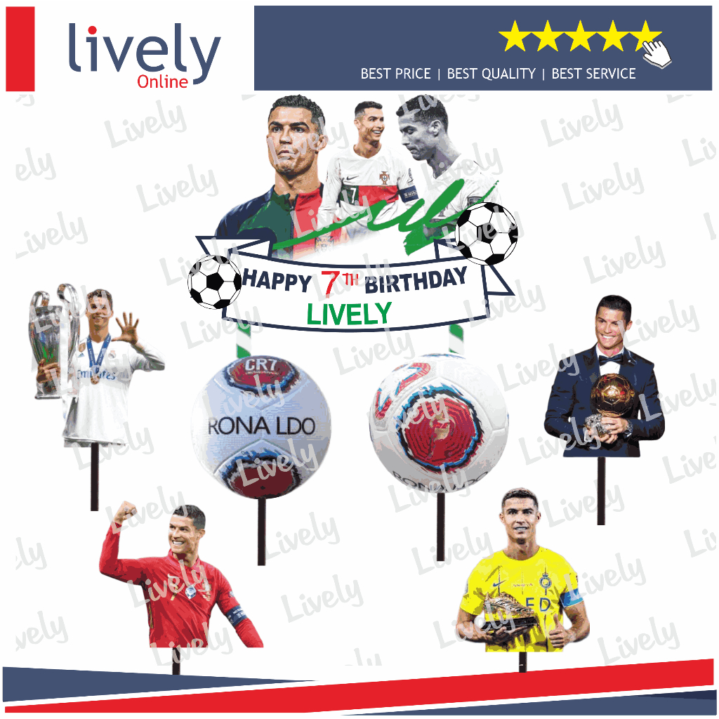 CUSTOM NAMA CAKE TOPPER KARAKTER RONALDO HIASAN KUE ULANG TAHUN HAPPY BIRTHDAY