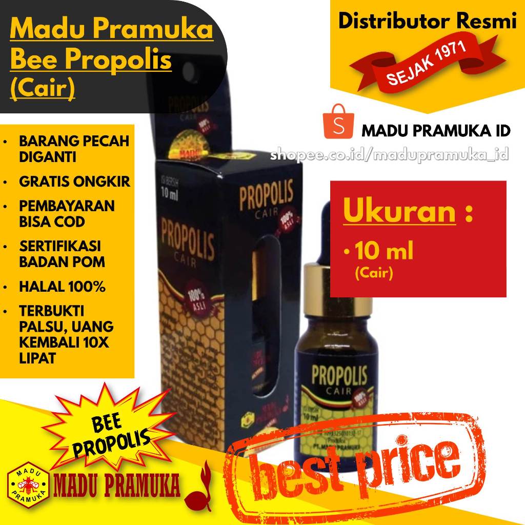 

Bee Propolis (Cair) 10 ML - Madu Pramuka - Asli Enak Original Alami Murni Murah - Resmi Star Seller