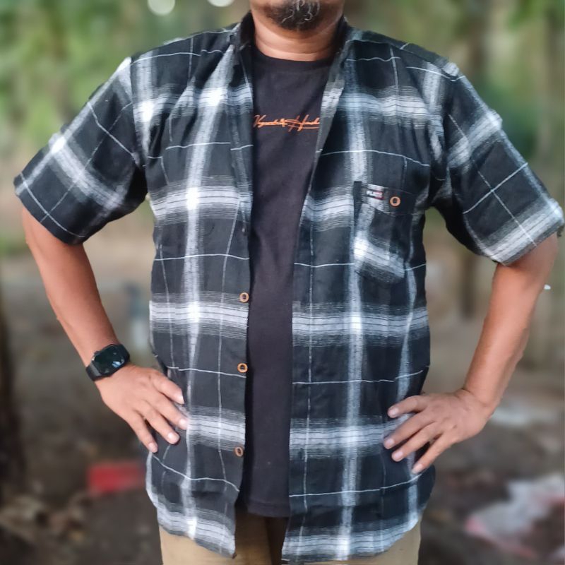 KEMEJA  PRIA JUMBO PENDEK SIZE XXL & XXXL FLANEL PRIA WANITA PREMIUM KOTAK KOTAK
