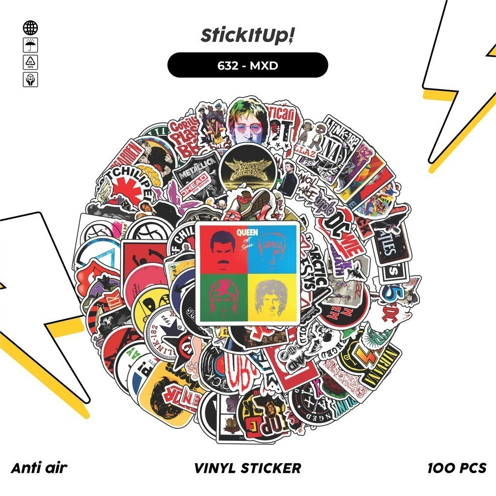 

COD 100 Pcs Stiker Pack Mixed Rock Band Rock n Roll Lucu Aesthetic Vynil Waterproof untuk Freebies Sticker Buku Journal Casing HP Laptop