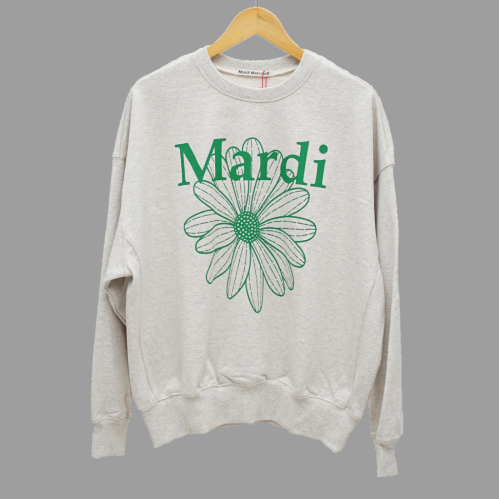 Mardi Mercredi Sweater Green Flower In Grey Jacket Kaos Wanita Original