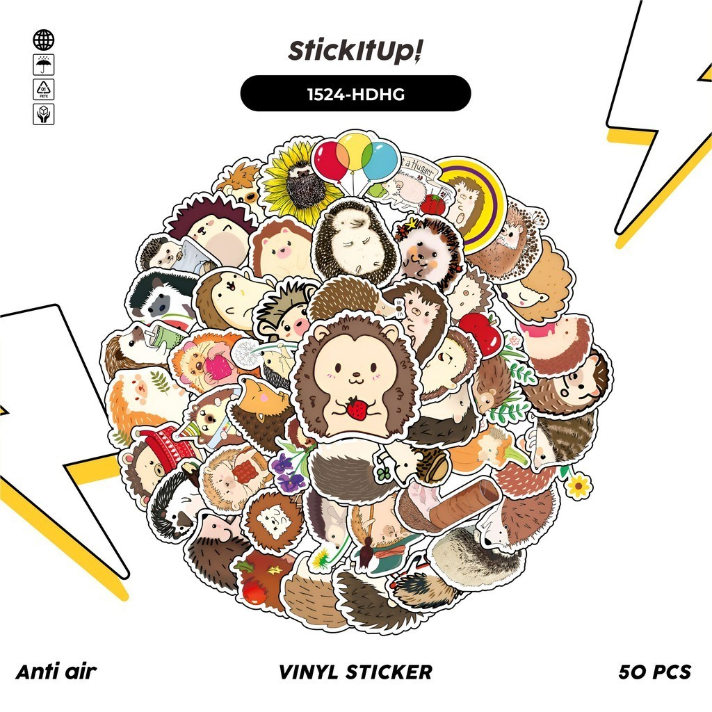 

COD✨ 100 Pcs Stiker Pack Hedgehog / Hewan Landak Lucu Aesthetic Vynil Waterproof untuk Freebies Sticker Buku Journal Casing HP Laptop