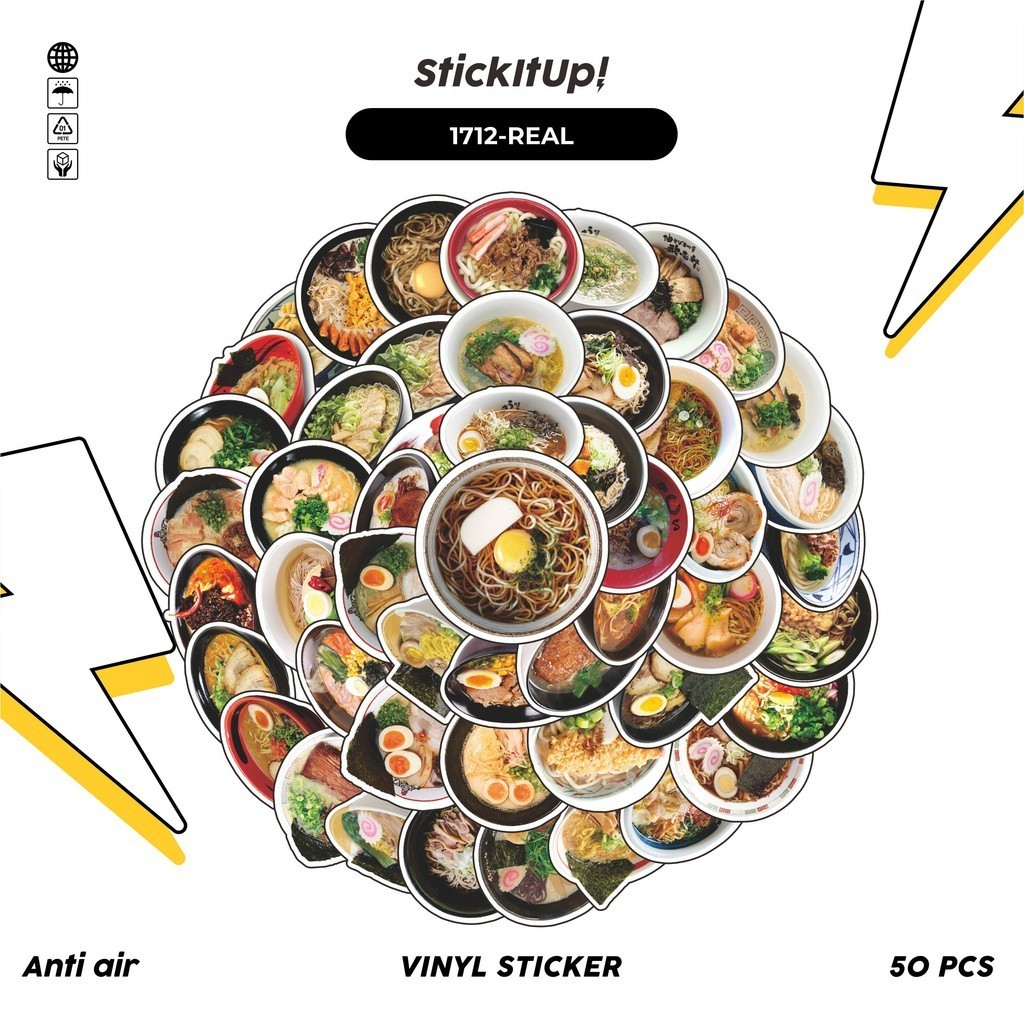 

COD✨ 100 Pcs Stiker Pack FOOD SERIES JAPANESE RAMEN REAL 01 Lucu Aesthetic Vynil Waterproof untuk Freebies Sticker Buku Journal Casing HP Laptop