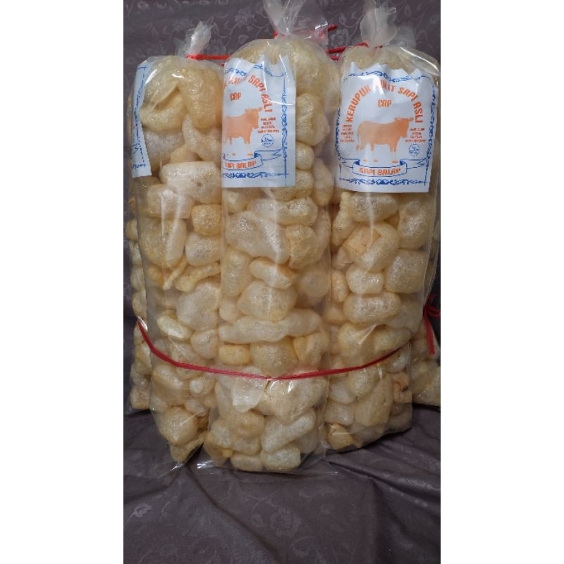 

Kerupuk Kulit sapi asli 100% halal rasa asin gurih