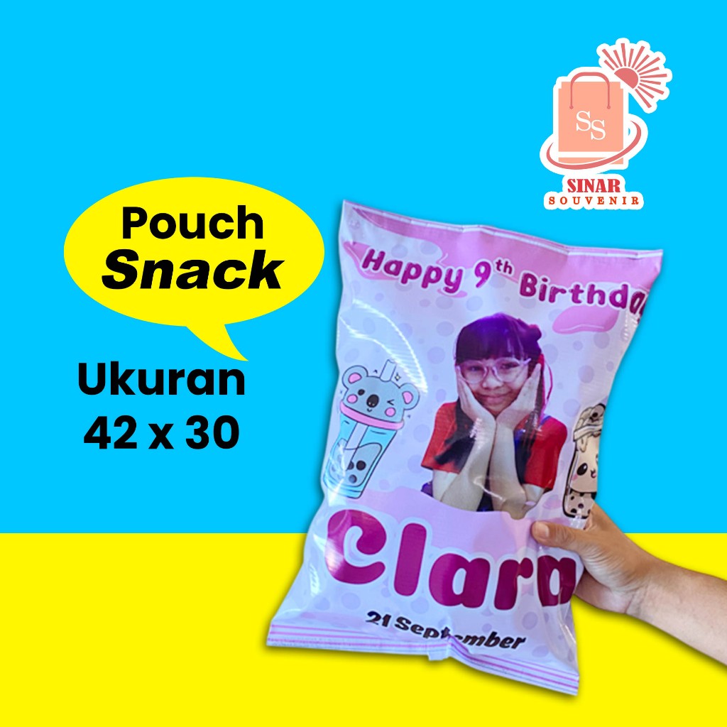 

POUCH SNACK UK 42X30 SOUVENIR ULTAH, AQIQAH DLL CUSTOM NAMA FREE DESIGN