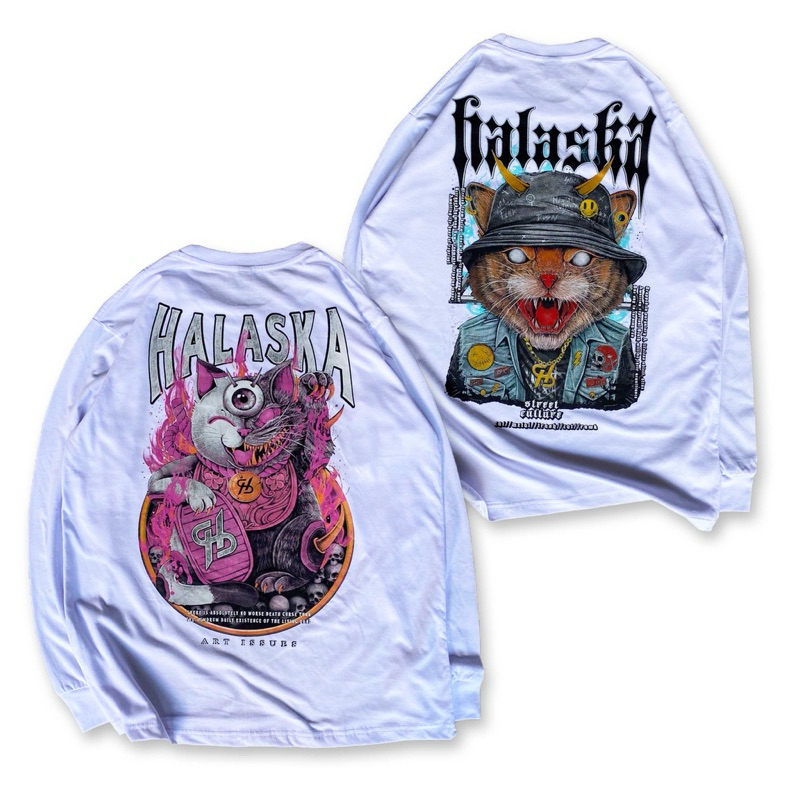 Baju Kaos Lengan Panjang Sablon Long Sleeve Halaska