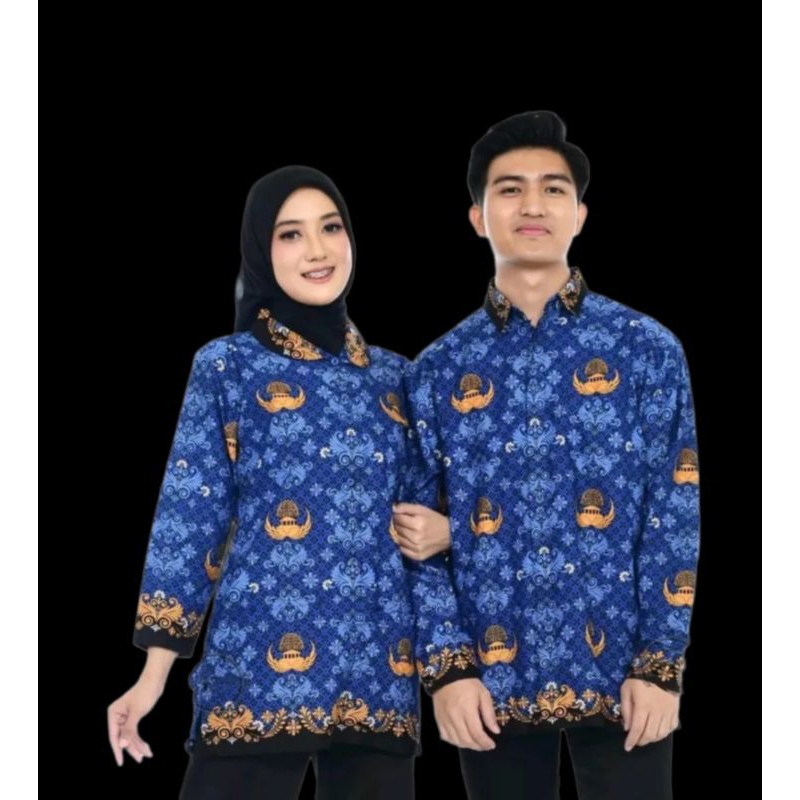 BATIK KORPRI TERBARU 2025//PRIA WANITA KERAH HITAM LAPIS FURING//Seragam korpri Dengan kualitas terb