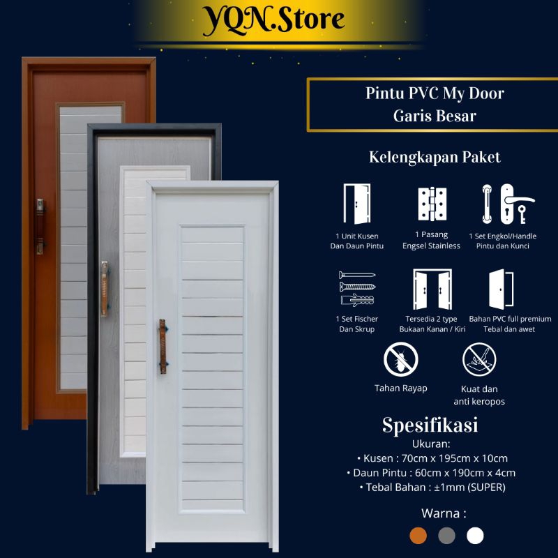 Pintu PVC untuk Kamar Mandi - Model Modern, Tahan Air & Kuat