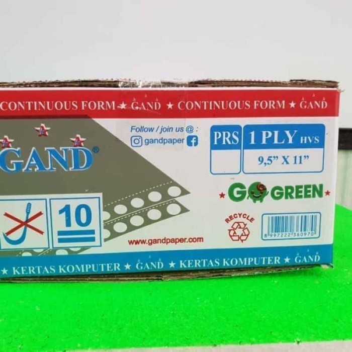 

Continous Form 9.5 x 11 1 Ply K1 bagi 2 WARNA GAND
