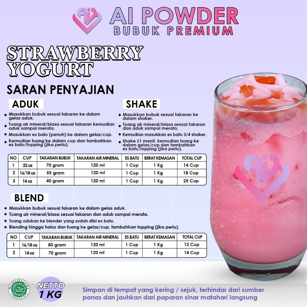 

Strawberry Yogurt Bubuk Minuman Premium Instan 1Kg