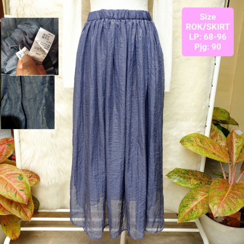 2PINK Shiny Glitter gold dark blue Sifon Premium Skirt Rok Wanita